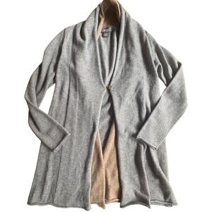 $395 Neiman Marcus 100%‎ Cashmere Gray Cardigan Shawl Collar 1 Button Sweater S